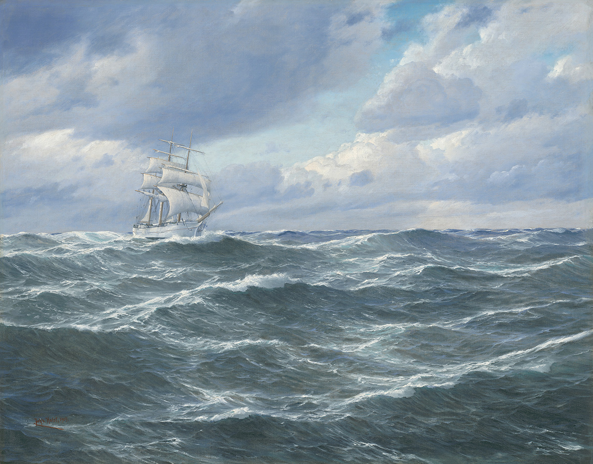 Johannes Holst: Dreimastbark bei achterlichem Wind