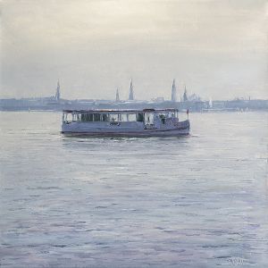 Alsterdampfer im Gegenlicht