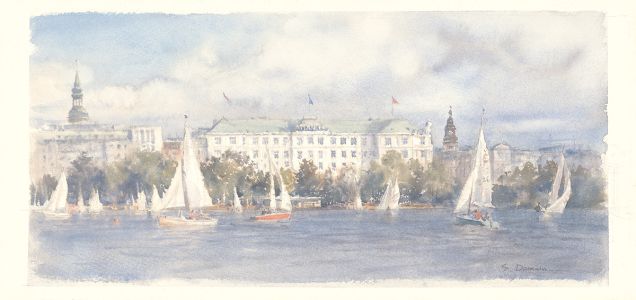 Alsterblick auf das Hotel Atlantic und St. Georg