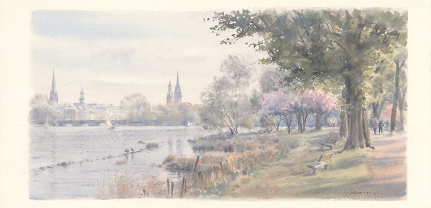 Alsterblick auf City und Kennedybrücke